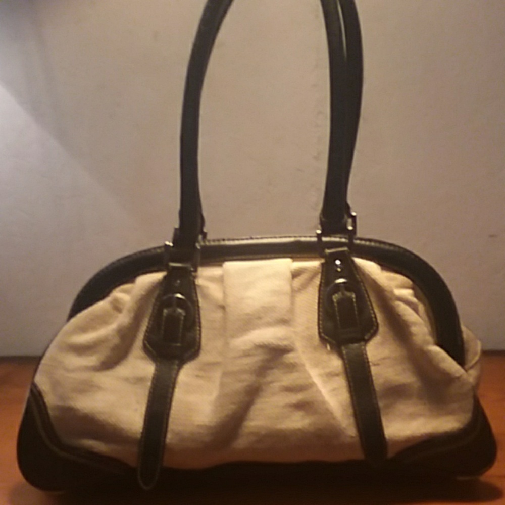 Kate Landry burlap/leather bag